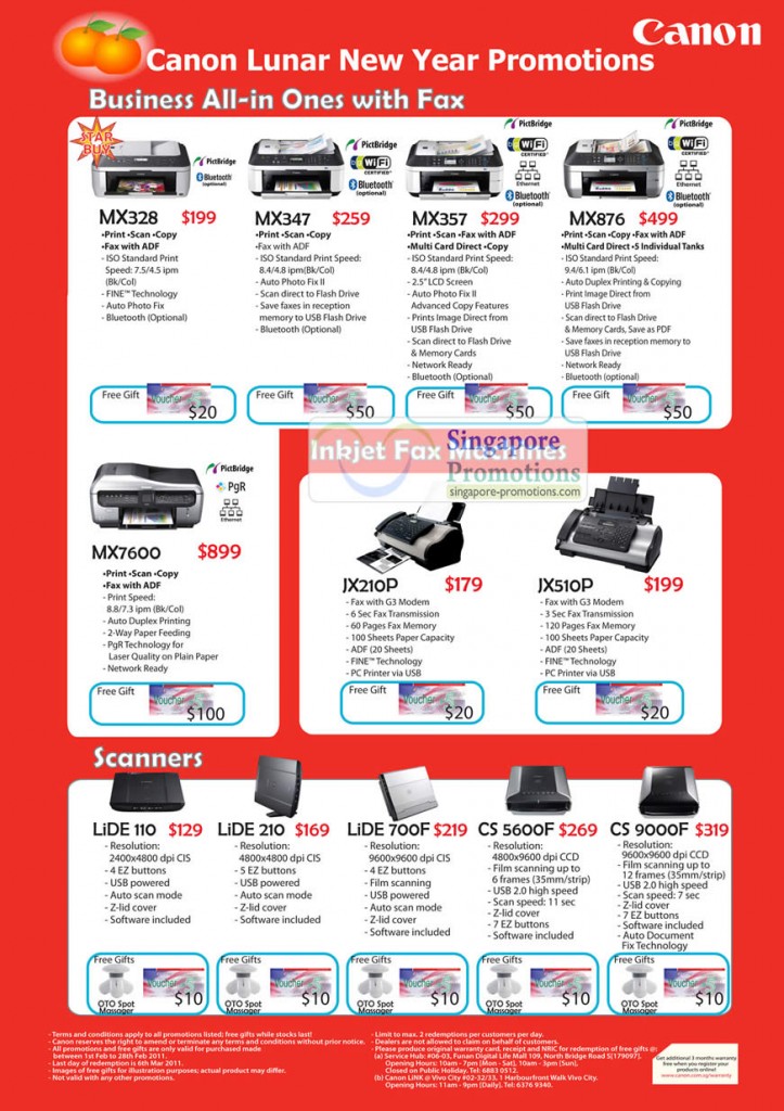 MX328, MX347, MX357, MX876, MX7600, JX210P, JX510P. Scanners include LIDA 110, 210, 700F, CS 5600F, CS 9000F