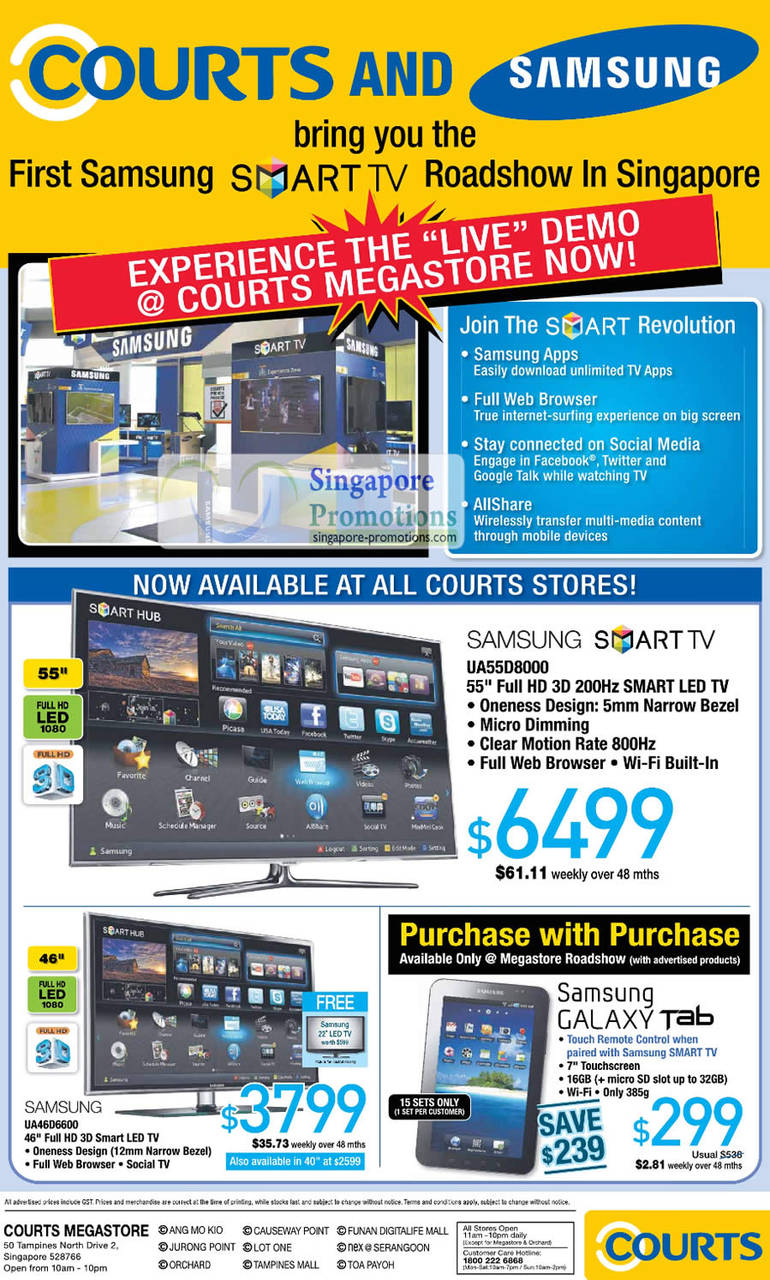 1 Apr Samsung SmartTV Roadshow UA55D8000 Galaxy Tab UA46D6600