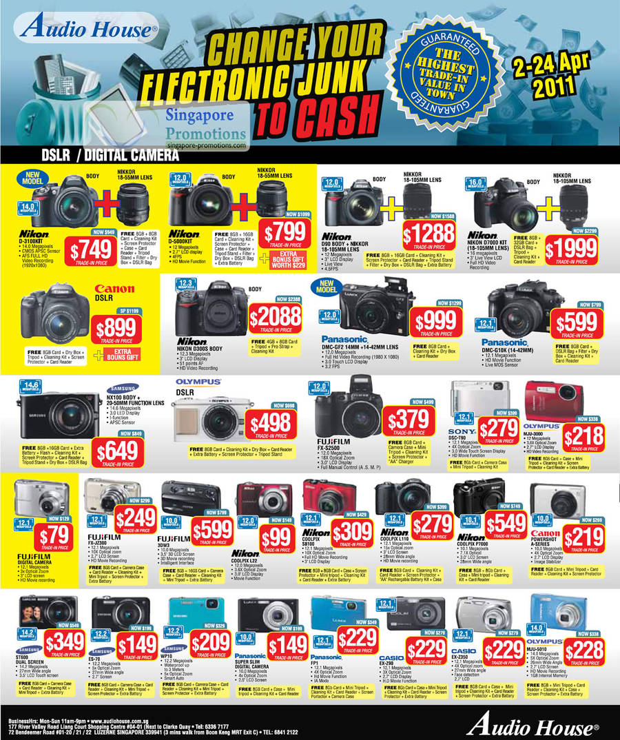 2 Apr DSLR, Nikon, Olympus, Fujifilm FX-S2500, DSC-T90, MJU-3000, JZ300, 3DW3, ST600, ES-70, WP10, FP1 Panasonic, Olympus MJU-5010