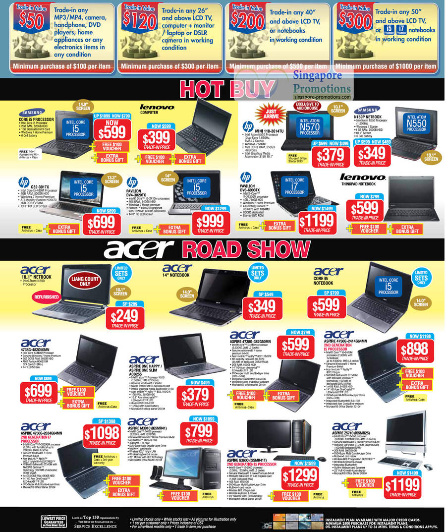 2 Apr Notebooks, HP Mini, Samsung N150P, Acer 4750G, 4738G, Aspire One Happy, M3910, 4750G, Z5710