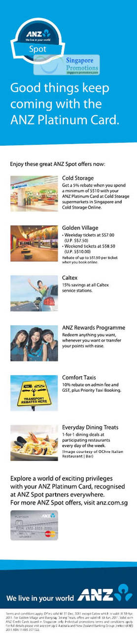 ANZ Cold Storage, Golden Village, Caltex, Comfort, Everyday Dining