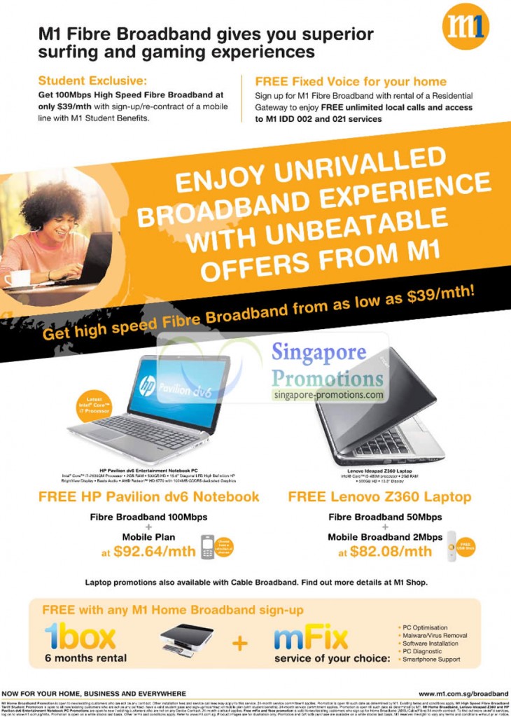 Fibre Broadband, Free HP Pavilion DV6 Notebook, Lenovo Z360