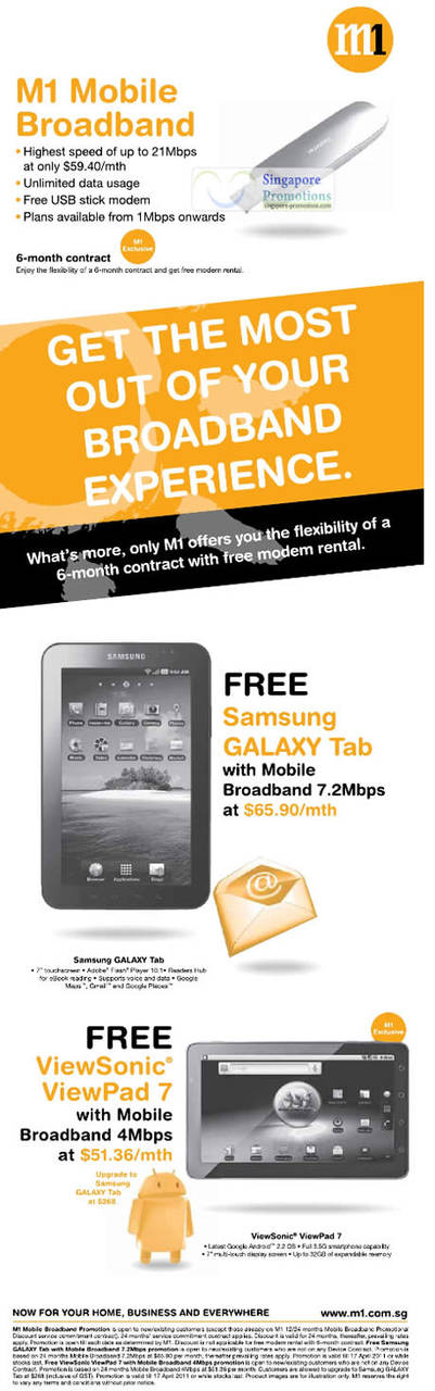 Free Samsung Galaxy Tab, Viewsonic Viewpad 7, Mobile Broadband