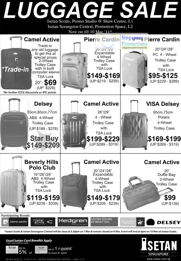 Isetan Luggage 4 Mar 2011 » Isetan Scotts & Serangoon Central Luggage Bags Sale 4 – 10 Mar 2011 ...