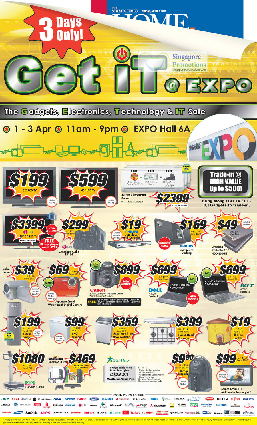 Limited Deals, Trade In, LCD TV, Dicota, Starhub, Washer, Fridge, Oto,  LED TV