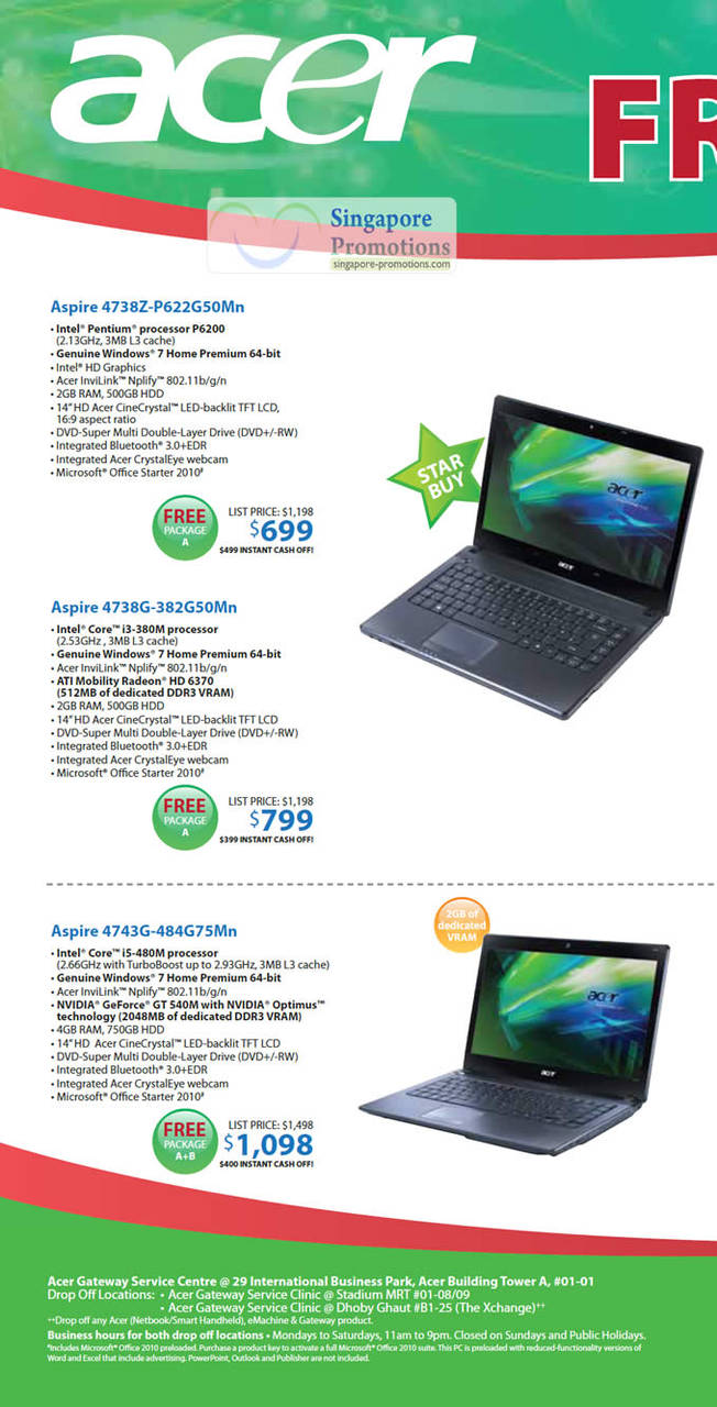 Notebooks Aspire 4738Z P622G50Mn, 4738G 382G50Mn6