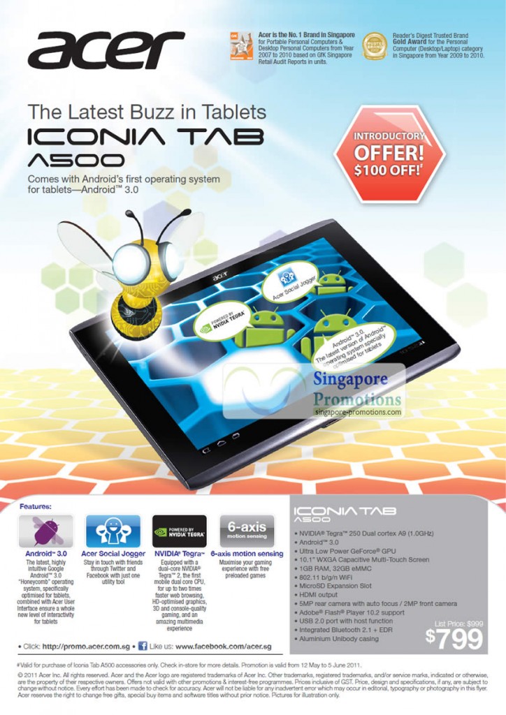 11 May 100 Dollars Off Iconia Tab A500