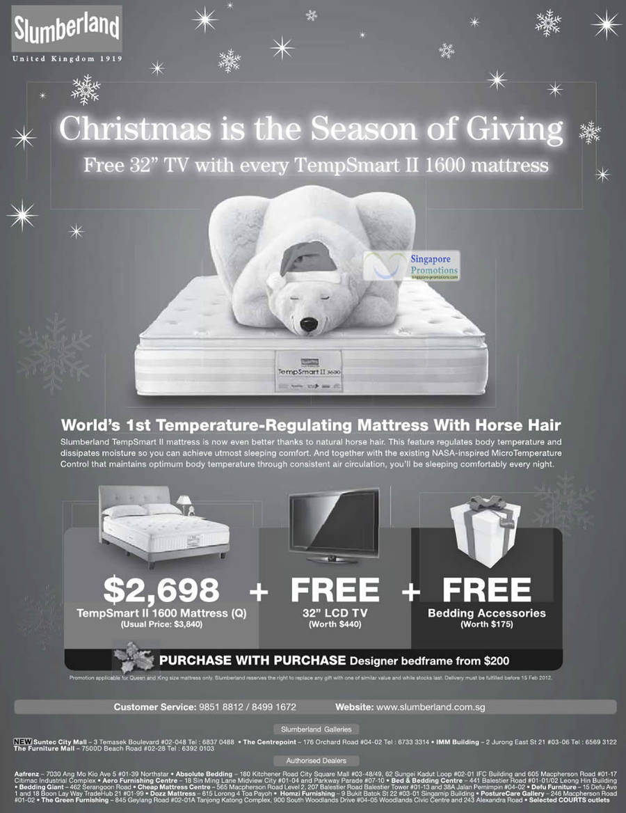 17 Dec Slumberland TempSmart II 1600 Mattress Christmas Promotion