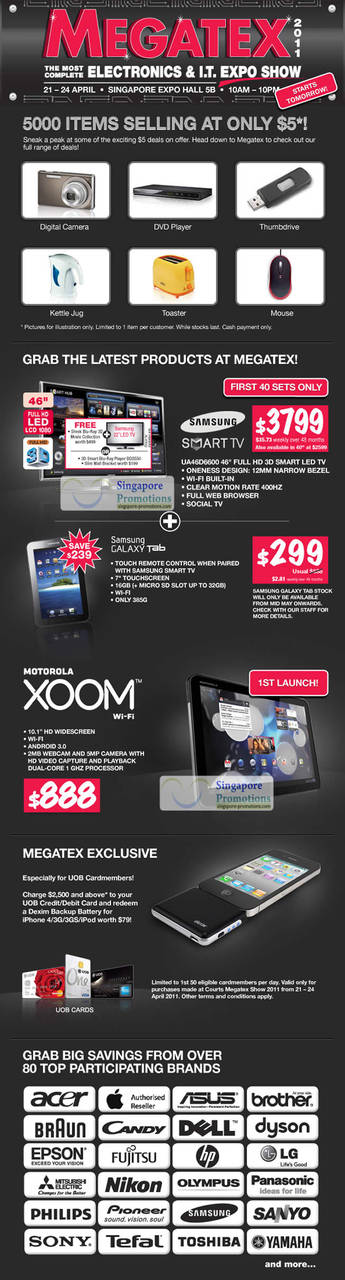 20 Apr 5 Dollar Offers, Samsung Smart TV UA46D6600, Galaxy Tab, Motorola Xoom