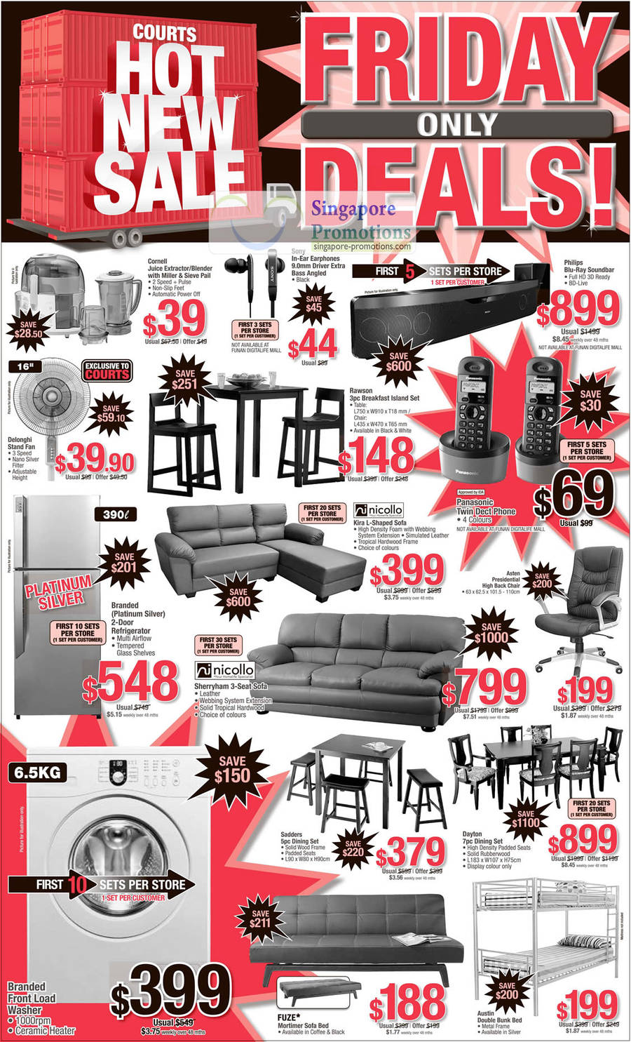 22 Apr Limited Deals, Delonghi, Cornell, PanasonicTwin Dect, Asten Presidential High Back Chair, Dayton, Austin Bed, Fuze, Furniture