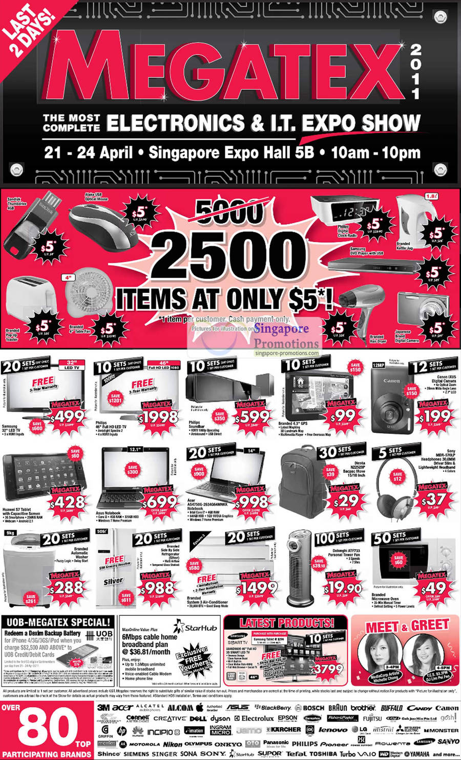 23 Apr, 2500 Items Five Dollar Limited Deals, Huawei S7, Dicota N22528P, Sony MDR-570LP, Delonghi ATF733, GPS, LED TV