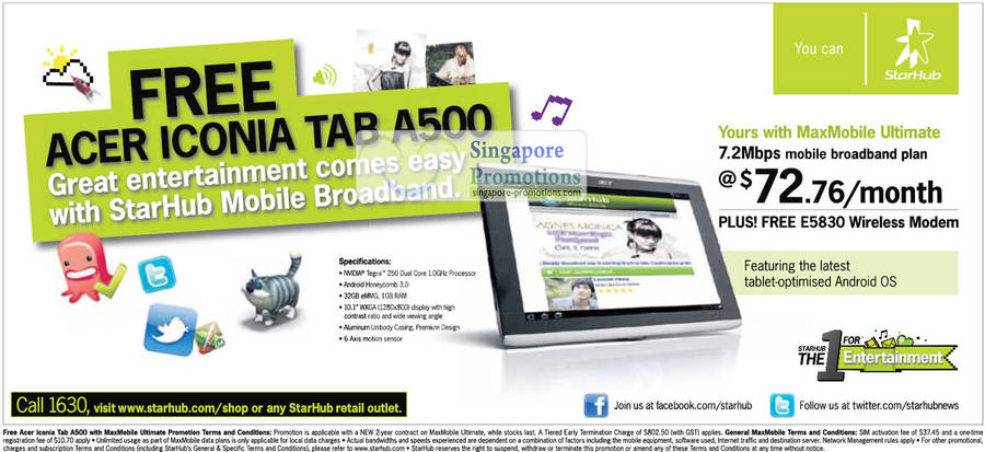 27 Apr MaxMobile Ultimate, Free Acer Iconia Tab A500, E5830 Wireless Modem