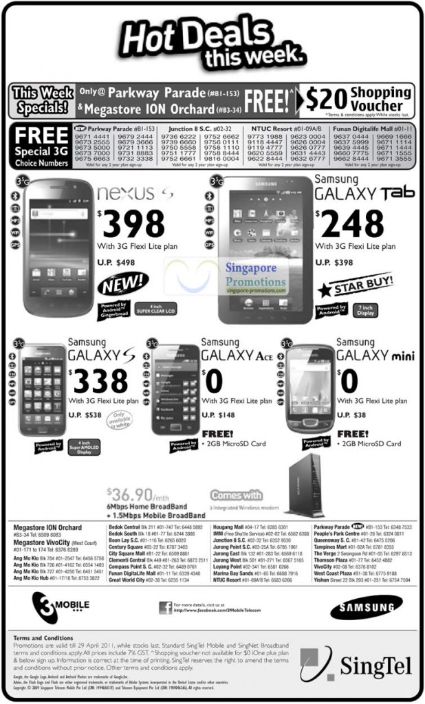 3Mobile, Parkway Parade Roadshow, Megastore ION, Samsung Nexus S, Galaxy Tab, Galaxy S, Galaxy Ace, Galaxy Mini