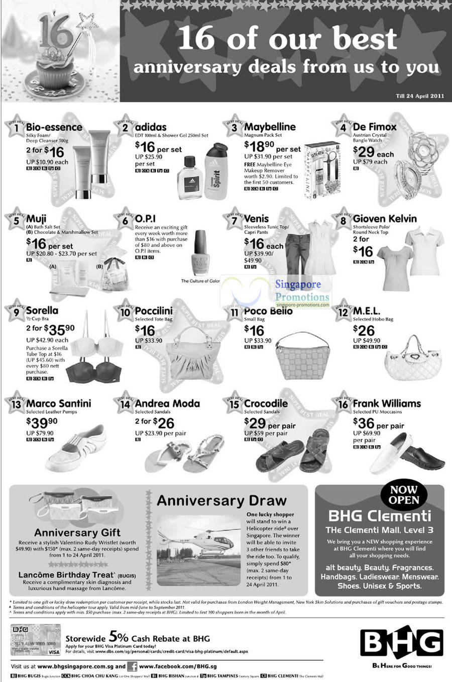 8 Apr 16 Best Deals De Fiomx, Maybelline, Venis, Muji, Bio-essence, Gioven Kelvin, Crocodile, Frank Williams, Marco Santini