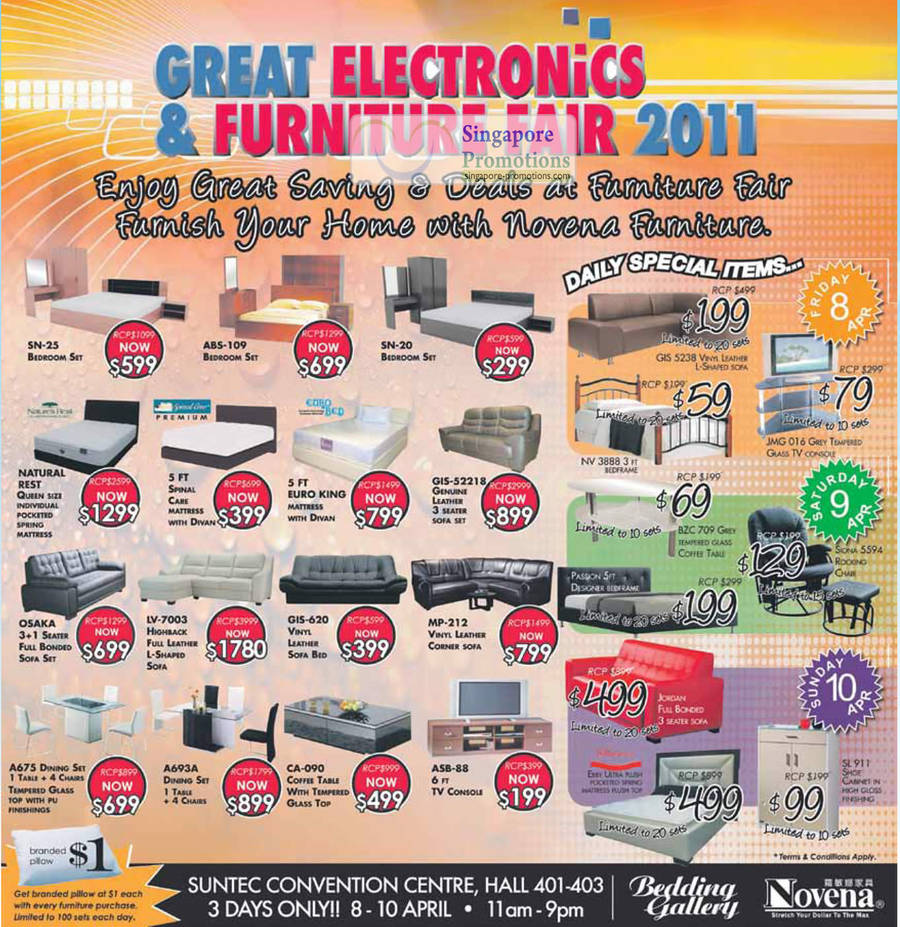 8 Apr Novena Furniture, Bedroom, Sofa, Cabinet, Table, Dining Set