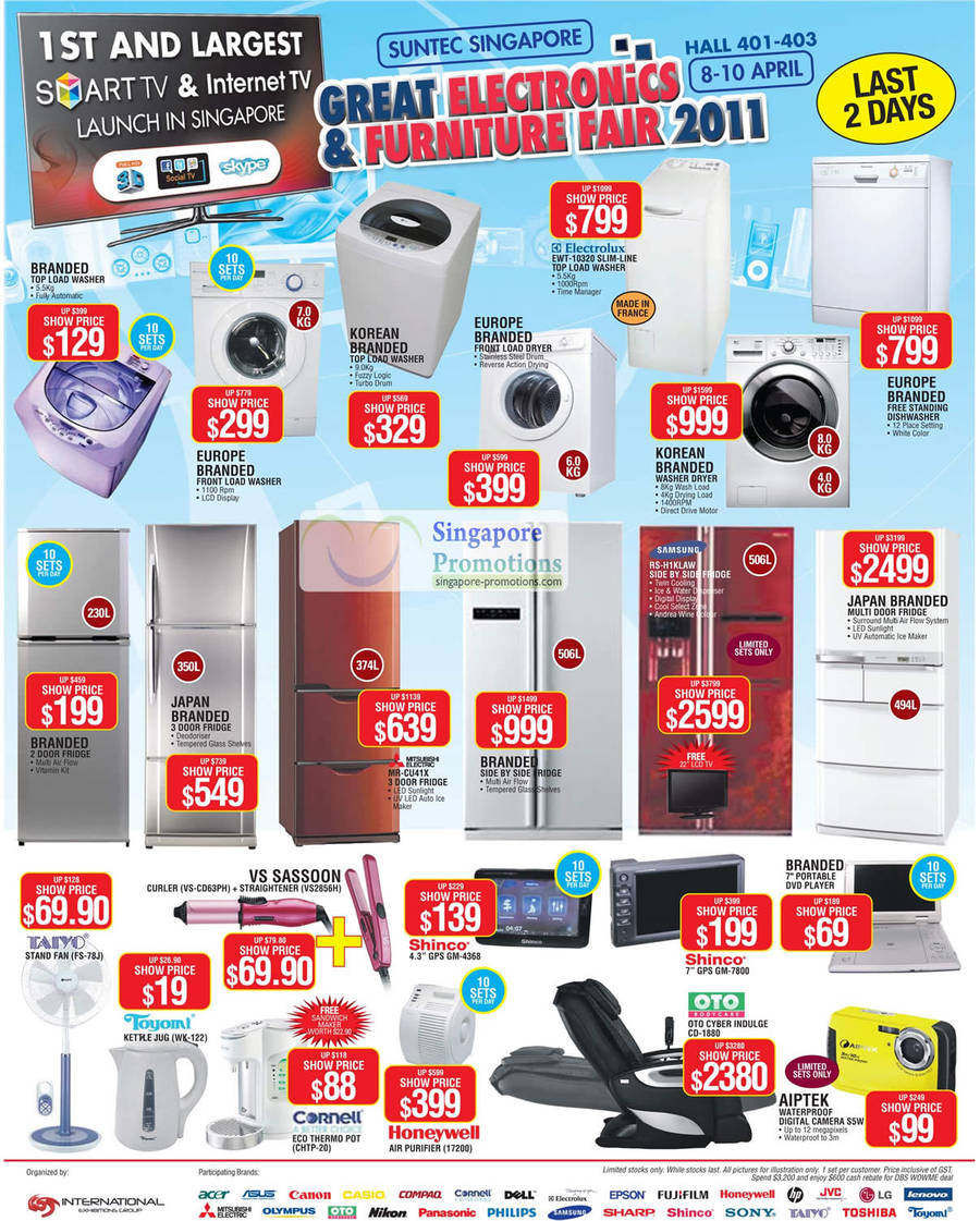 9 Apr Fridge, Washing Machine, Samsung RS-H1KLAW, Shinco GPS GM-7800, Oto CD-1880