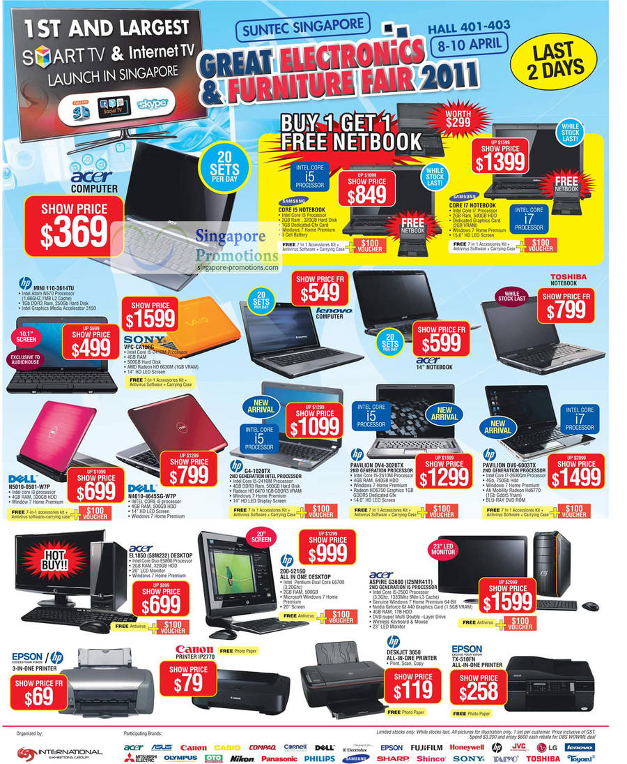 9 Apr Notebooks, HP Mini 110, Sony VPC-CA15FG, HP Pavilion DV6-6003TX, G4-1020TX, Dell N5010, N4010, Acer EL1850, 200-5216D, Aspire G3600, Deskjet 3050, Epson TX510FN