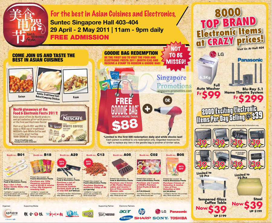 Asian Cuisines, Goodie Bag Redemption, Coupons, 8000 Top Brand Electronic Items Crazy Prices