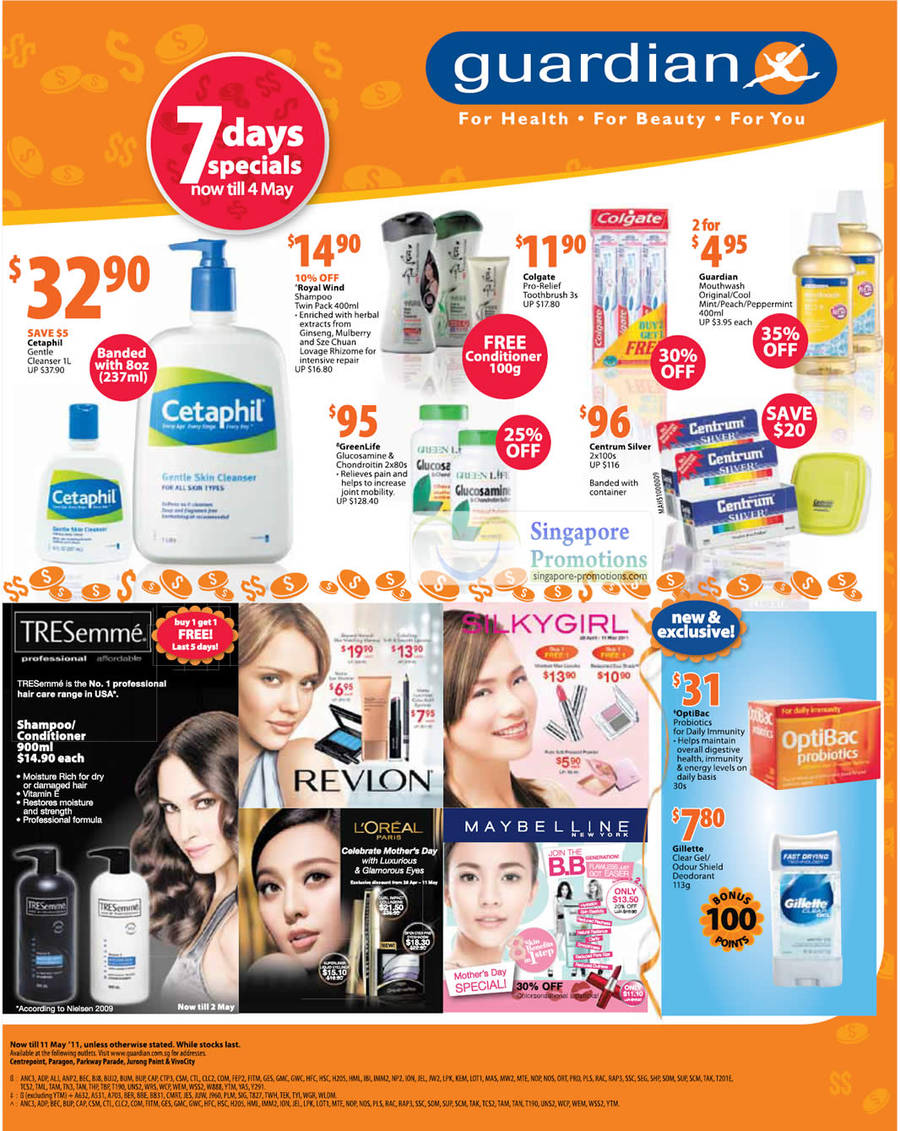 Cetaphil, Royal Wind, GreenLife, Centrum Silver, Tresemme, Revlon, Silkygirl