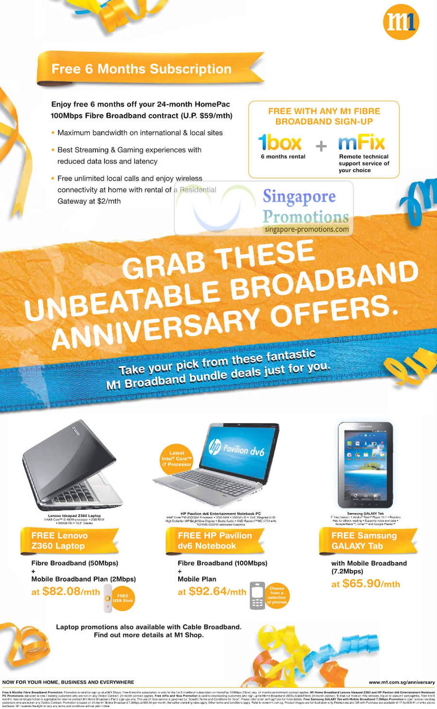 Fibre Broadband, Mobile Broadband, Lenovo Z360, HP Pavilion DV6, Samsung Galaxy Tab