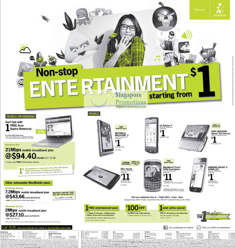 Free Acer Aspire Notebook, Motorola Milestone 2, LG Optimus 7, Dell Streak, Blackberry Curve 9300, Sony Ericsson Xperia X10 Mini Pro, Samsung Galaxy S Super LCD