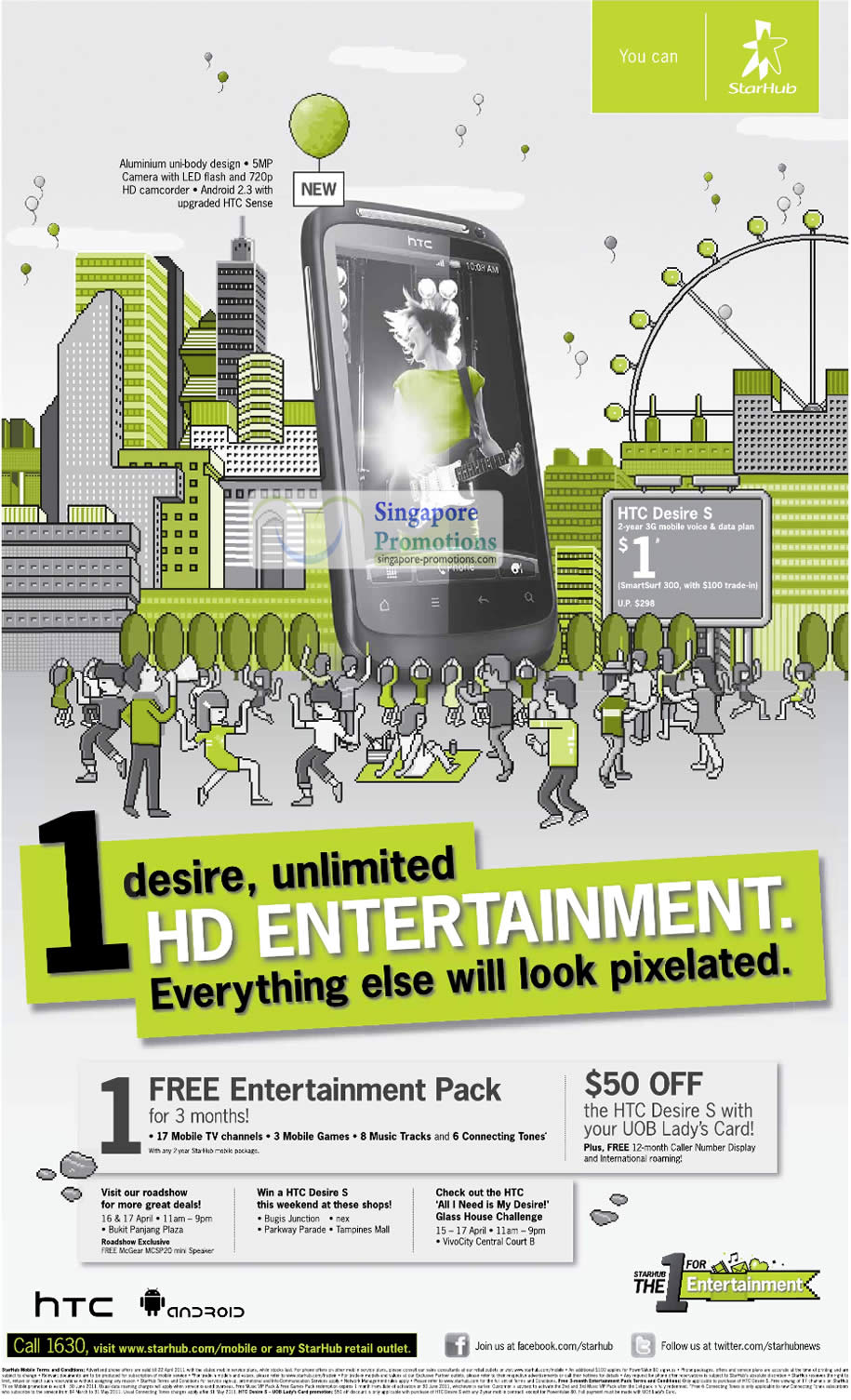 HTC Desire S, UOB Lady Card, Free Entertainment Pack » (EXPIRED) Starhub  Mobile Phones, TV & Broadband Offers 16 – 22 Apr 2011 | SINGPromos.com