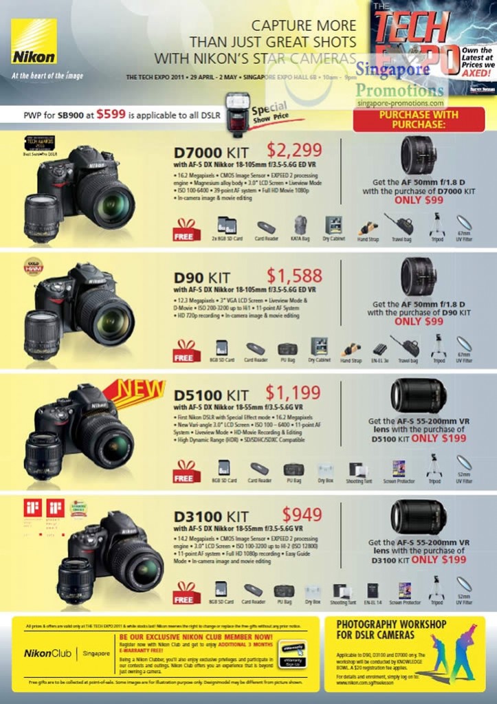 Nikon Digital Camera DSLR, D7000, D90, D5100, D3100, AF