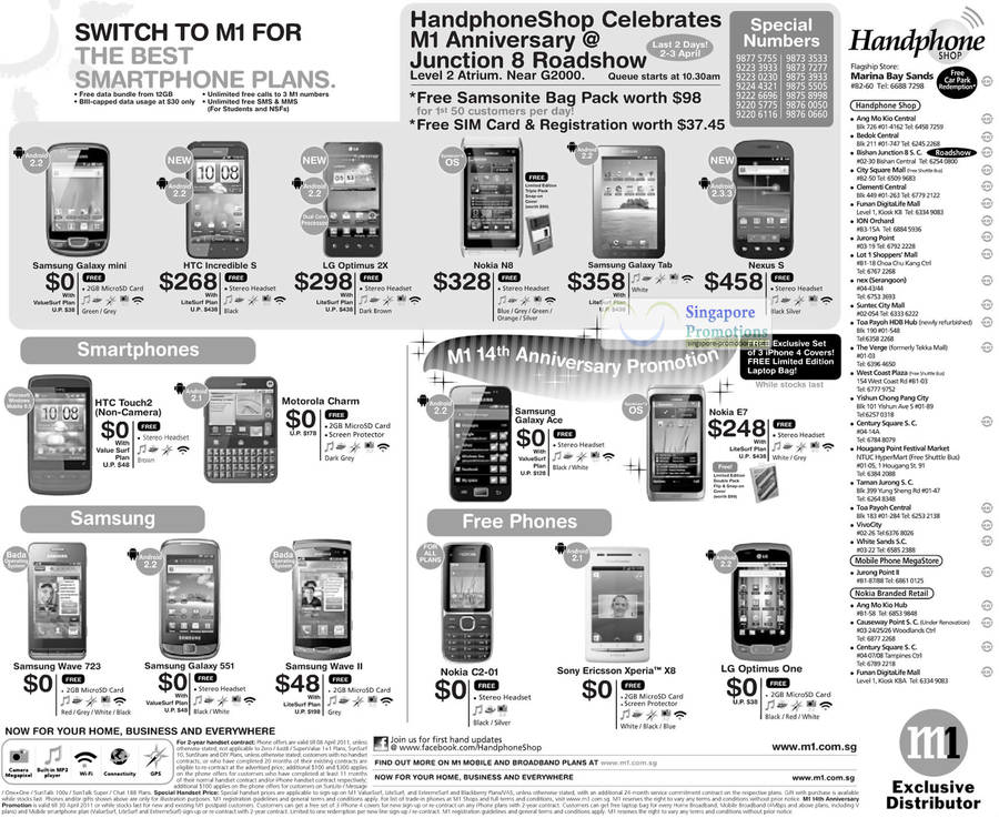 Samsung Galaxy mini, Tab, Wave 723, 551, Wave II, HTC Incredible S, Touch2, Motorola Charm, LG Optimus 2X, Nokia N8, E7, Nexus S, Galaxy Ace, Xperia X8, Optimus One