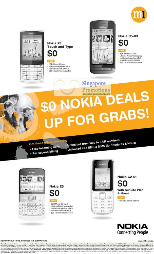 Zero Dollar Phones, Nokia X3 Touch and Type, Nokia C5-03, Nokia E5, Nokia C2-01