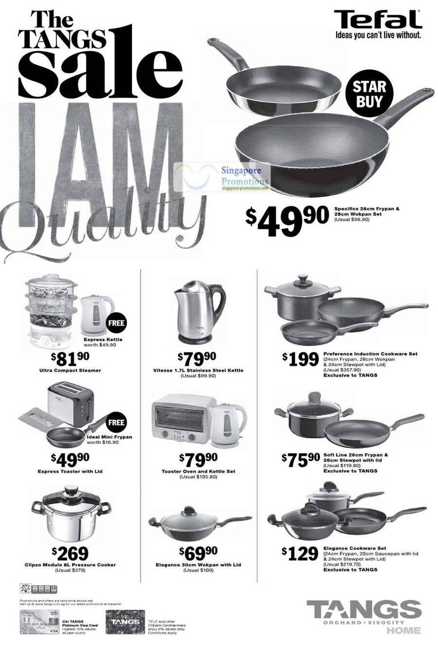 17 Jun Kitchenware, Tefal Wokpan, Frypan, Steamer, Toaster, Oven, ressure Cooker, Clipso, Elegance