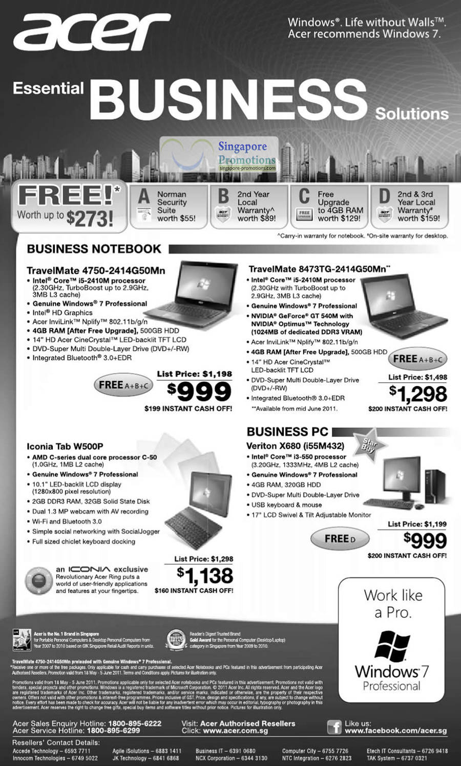 18 May Business Notebooks TravelMate 4750, 8473TG, Iconia Tab W500P Tablet, Veriton X680 Desktop PC