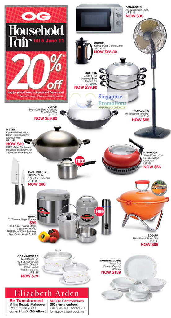 19 May Household Fair 20 Percent Off, Panasonic Oven, Bodum, Dolphin, Supor, Meyer, Hankook, Zwilling Henckels, Endo, Bodum