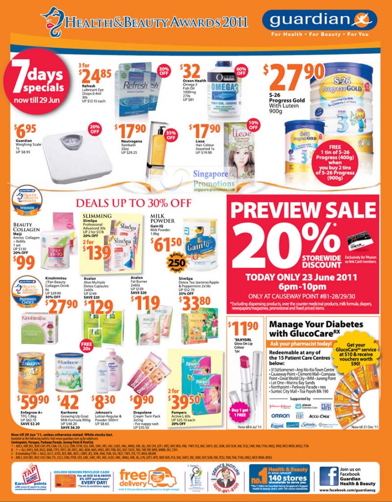 23 Jun 7 Day Specials Till 29 Jun Refresh, Neutrogena, Ocean Health, S-26 Progress Gold, Meiji, Gain IQ, SlimSpa, Avalon, Enfagrow