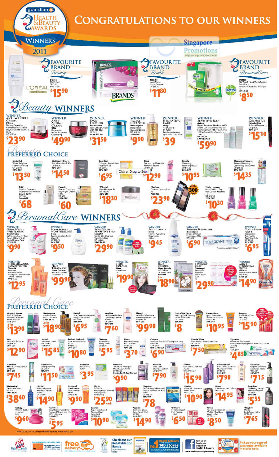 28 May Healty Beauty Awards Winners 2011, L Oreal, Vichy,Biore, Simple, Eucerin, Avlene, Olay, Eleneyl, NaturVital, Phyto