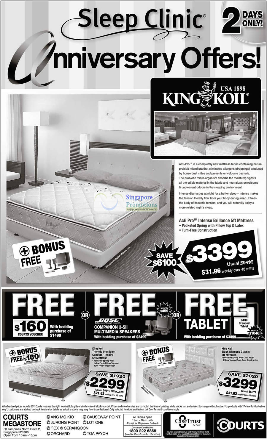 28 May Mattresses, King Koil Acti Pro, Intense Brillance, Thermic Intelligent Comfort, Black Diamond Classic