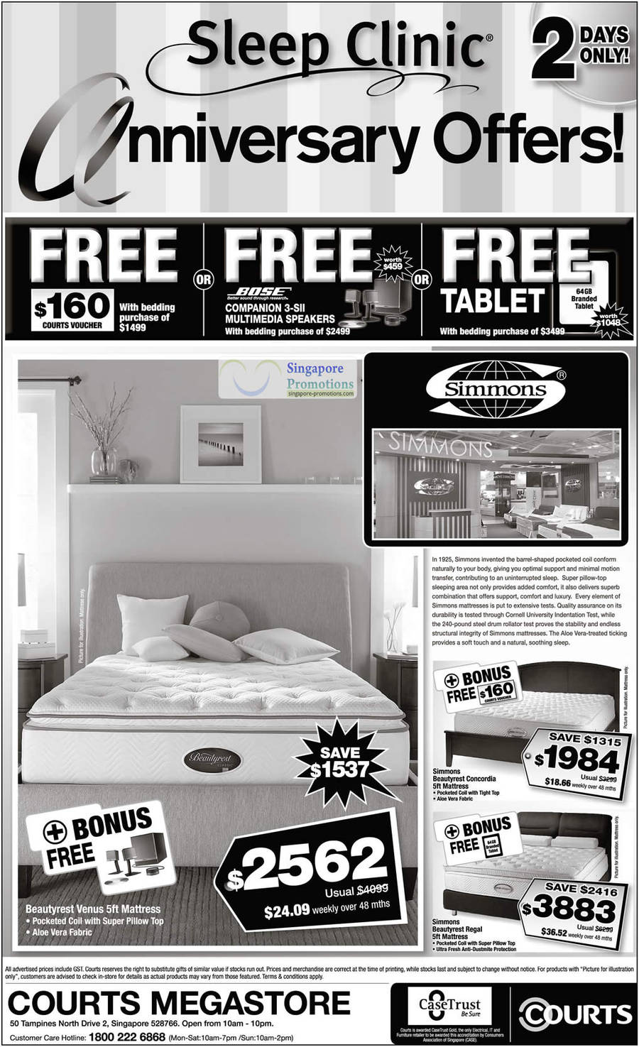 28 May Mattresses, Simmons Beautyrest Venus, Concordia, Regal, Free Voucher, Tablet, Speakers