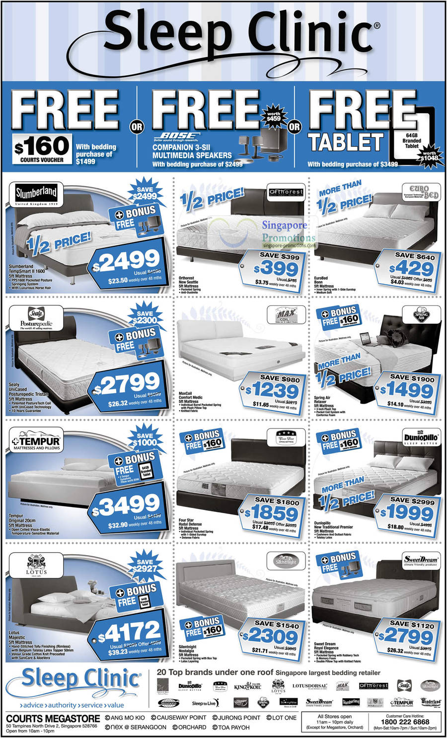 28 May Mattresses, Slumberland TempSmart II, Orthorest New Seattle, EuroBed Bonn, Sealy Posturepedic Tristan, MaxCoil Comfort Medic, Spring Air Relaxer, Tempur Original, Four Star Hydai Detense