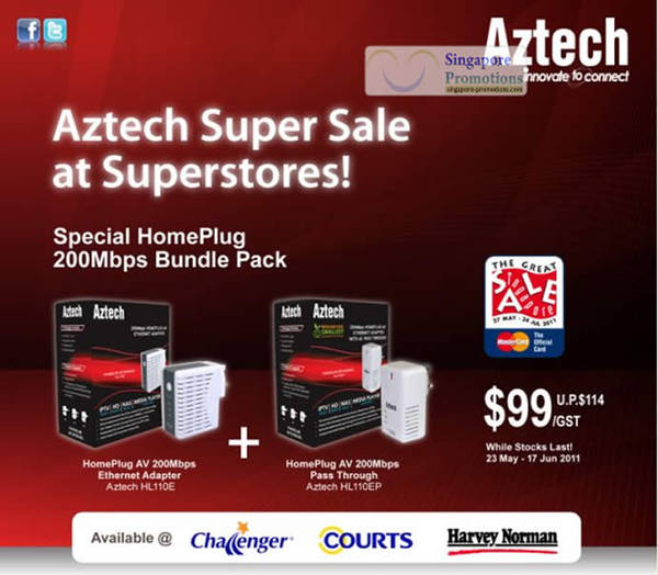 Featured image for (EXPIRED) Aztech Networking HomePlug AV Sale 23 May – 17 Jun 2011