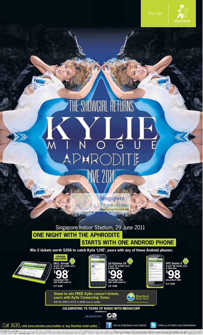 Dell Streak, LG Optimus 2X, HTC Desire S, Kylie Minogue Aphrodite Tickets