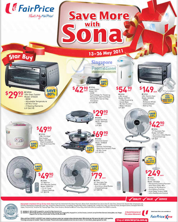Featured image for (EXPIRED) FairPrice Sona Kitchenware & Home Appliances Sale 13 – 26 May 2011