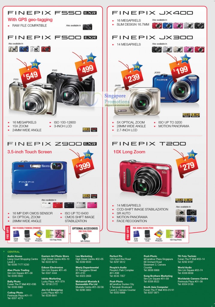 Finepix F550 EXR, Finepix F500, JX400, JX300, Z900, T200