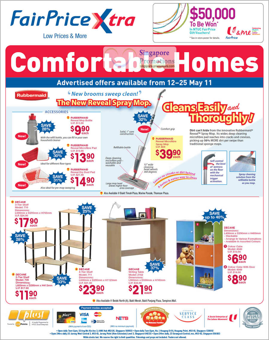 Household, Furniture, Rubbermaid Reveal Microfibre Spray Mop, Decane Shelf, Writing Table, Colour Cube