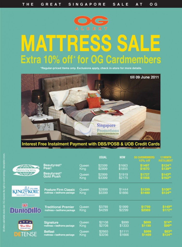 Mattress, Simmons Beautyrest Pearl, Gold Plush, King Koil Posture, Dunlopillo Traditional Premier, Four Star Detense Signature Belfast