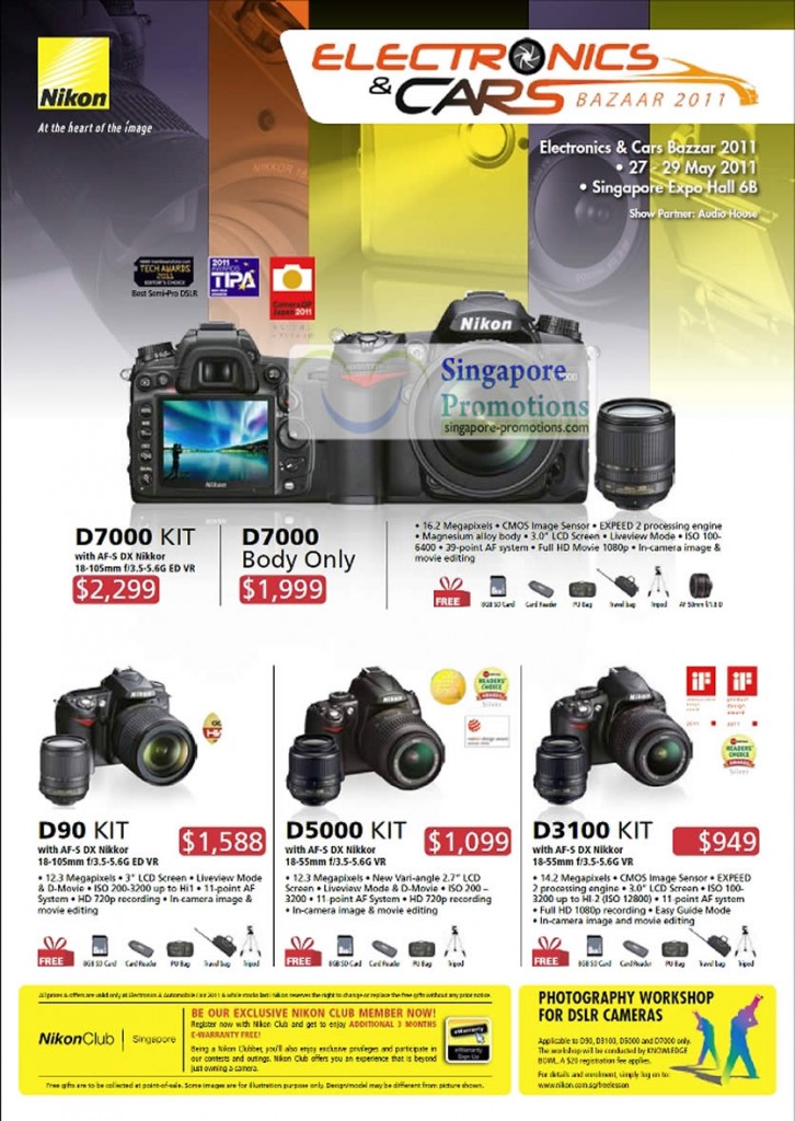 Nikon Digital Cameras DSLR, D7000, D90, D5000, D3100 Kit