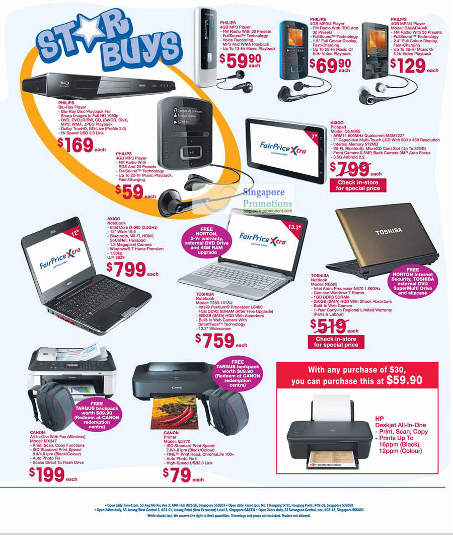 Philips Mp3, Mp4, Axioo Picopad QGN655, Blu Ray, Notebook, Toshiba NB505, T230, Canon Printer MX347, IP2770