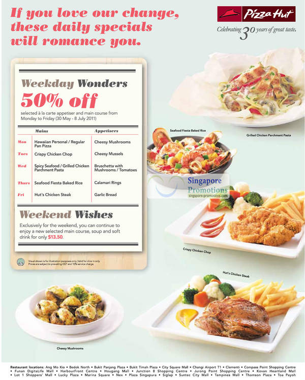 Featured image for (EXPIRED) Pizza Hut New Dine-In Specials 30 May – 8 Jul 2011