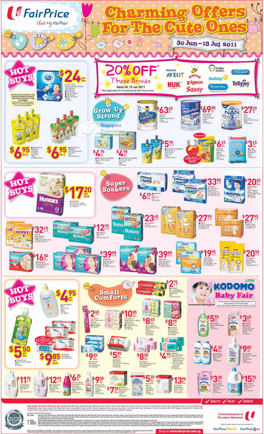 Babies Fair, 20 Percent Off Selected Brands, Gain IQ, Pediasure, NAN, Dutch Lady, Huggies, Nepia, Drypers, Petpet, Pampers, Lion Kodomo, Johnsons