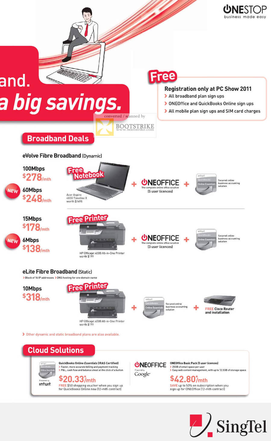 Singtel Business Broadband eVolve Fibre Acer Aspire 4830 Timeline X HP Officejet 4500 OneOffice