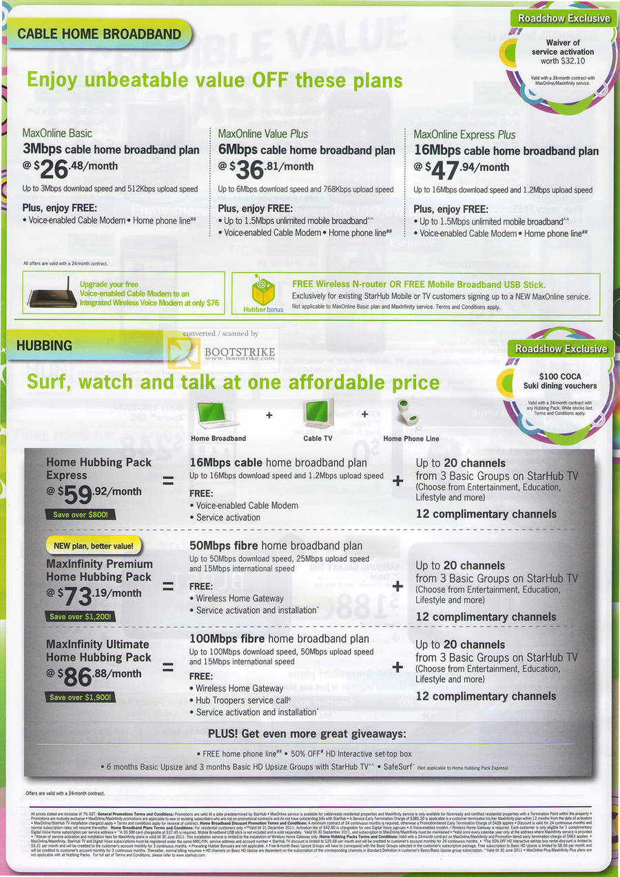 Starhub Broadband Cable Maxonline Basic Value Plus Express Hubbing MaxInfinity Fibre