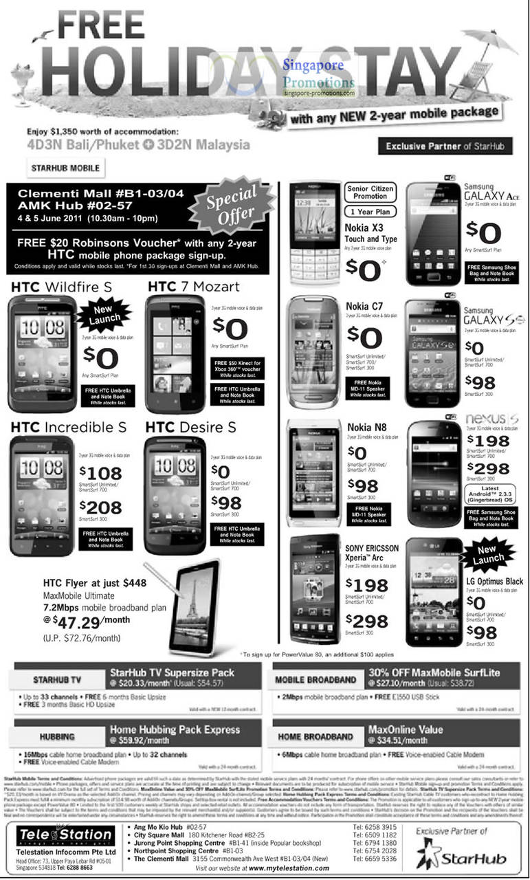 Telestation HTC Wildfire S, HTC 7 Mozart, Incredible S, Desire S, Galaxy Ace, Nokia X3, Nokia C7, Galaxy S, Nokia N8, Nexus S, Sony Ericsson Xperia Arc, LG Optimus Black